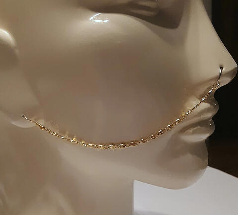 Gold or Silver Scroll-Link Single or Double Strand Nose Chain